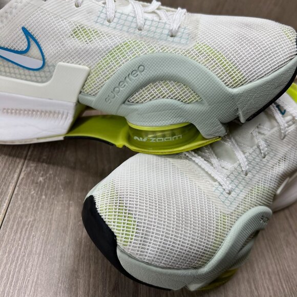 Nike Air Zoom SuperRep 3 Training Shoes Women 6.5 Lace Up DA9492-101 White Green - Picture 9 of 13